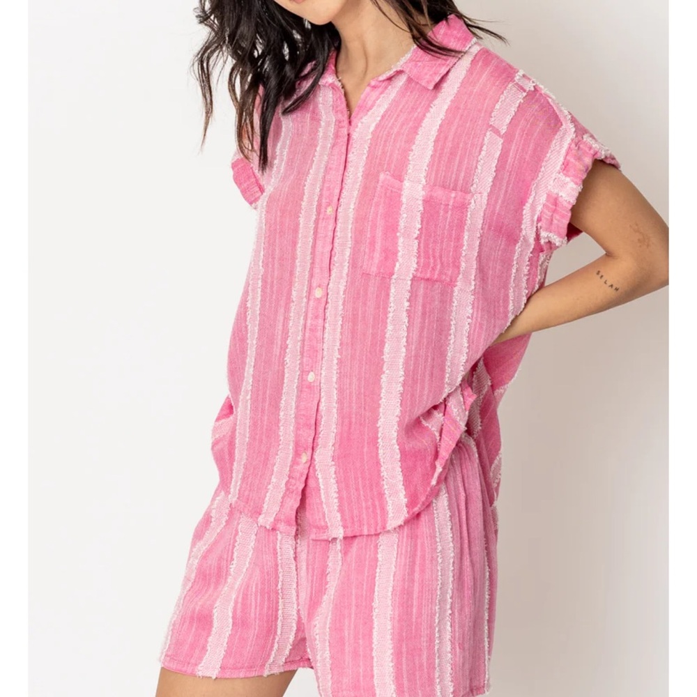 Pink Striped Button-Up Shirt - Picture 5 of 5